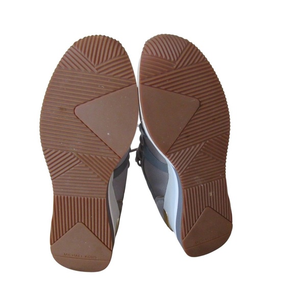 Michael Kors Liv Trainer Platform Wedge Sneakers 9.5 Gray Leather Lace Up - Picture 10 of 10